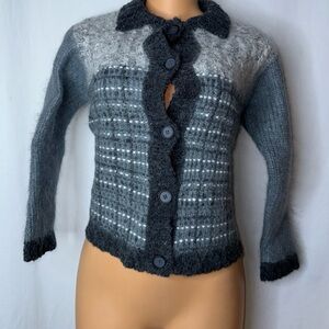 Women's Gray Button-Up wool Sweater